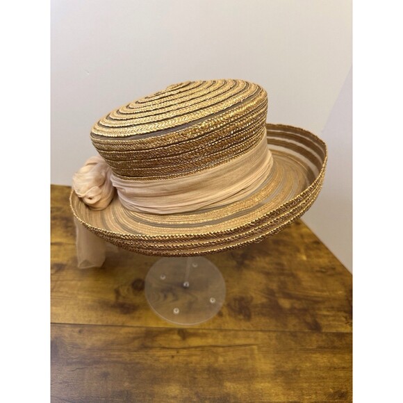 Eric Javits Upturned Brim Natural Woven Hat W/Bow - Picture 4 of 8